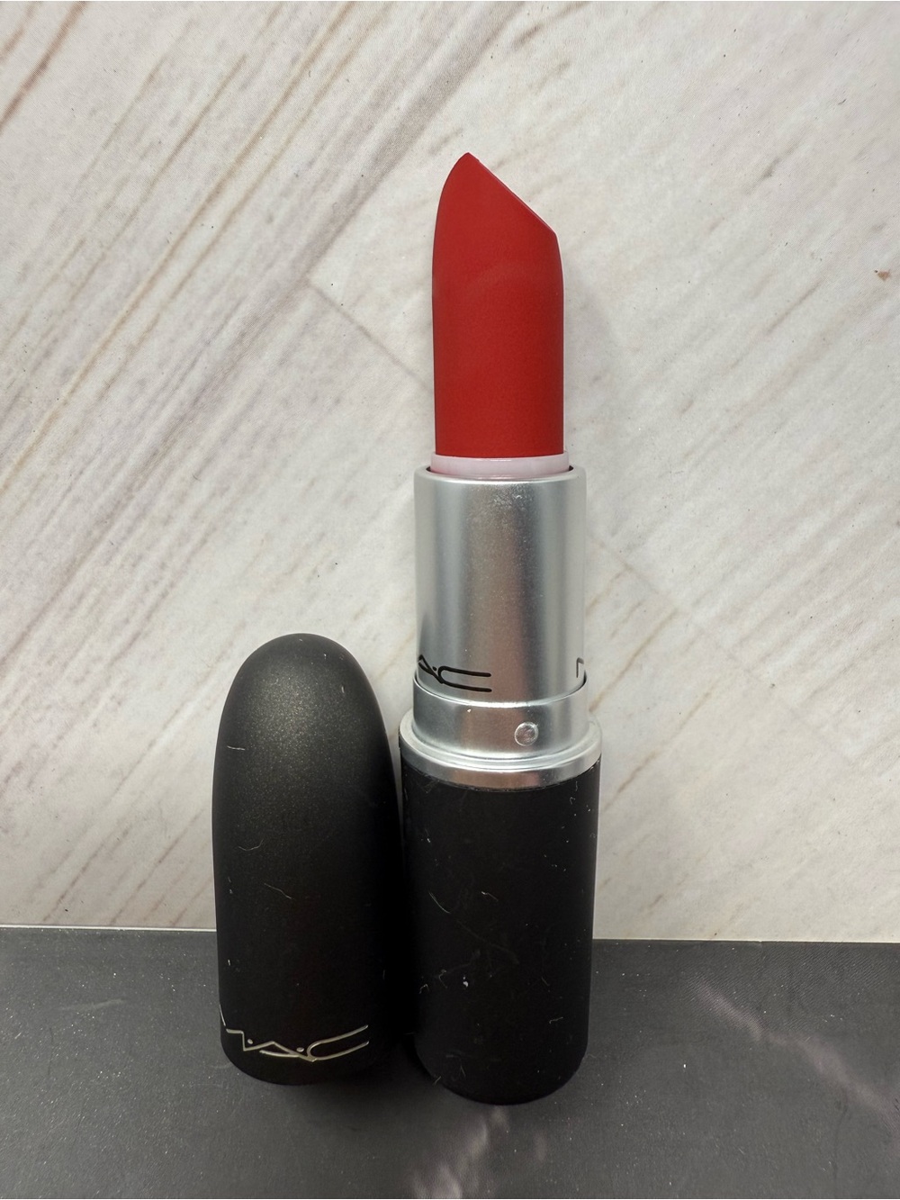 MAC Powder Kiss Lipstick 922 WERK WERK WERK Full Size Matte Cool Red
